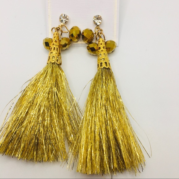 EARRINGS BOHO TASSEL IN GOLD COLOR! So vibrant! - Picture 1 of 7